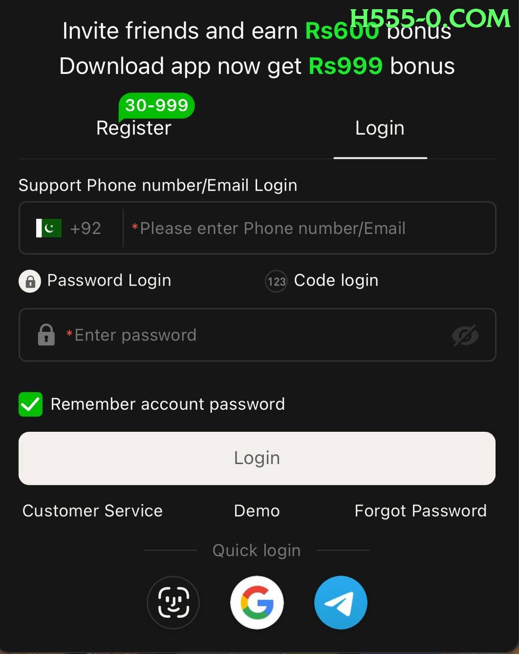 H555 game app for Pakistan players